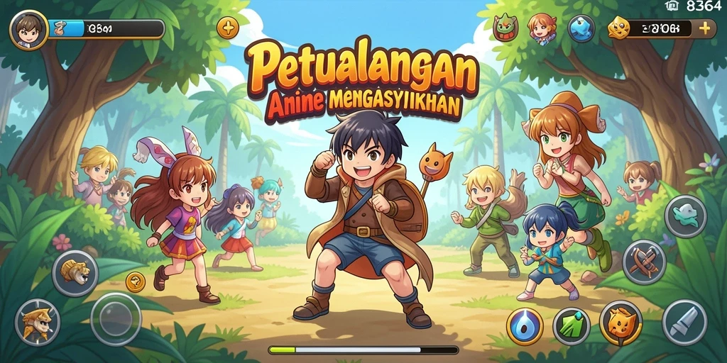 Screenshot utama 8364 menampilkan aksi pertarungan anime yang memikat.