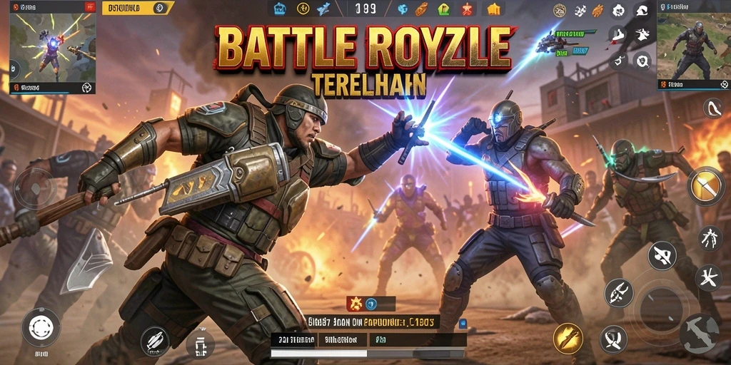 Tangkapan layar dari gameplay Battle Royale yang mendebarkan di 93337.