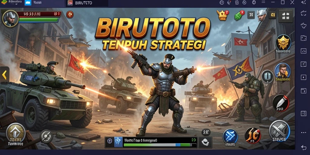 Tampilan seru dari gameplay BIRUTOTO yang menyuguhkan aksi menembak.