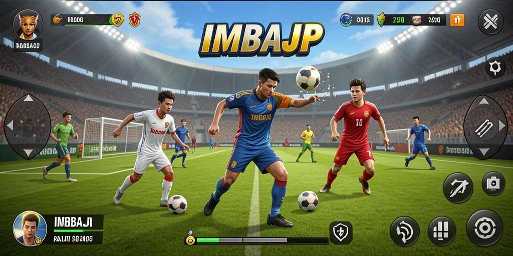 Screenshot utama IMBAJP menampilkan aksi permainan olahraga yang seru dan kompetitif.