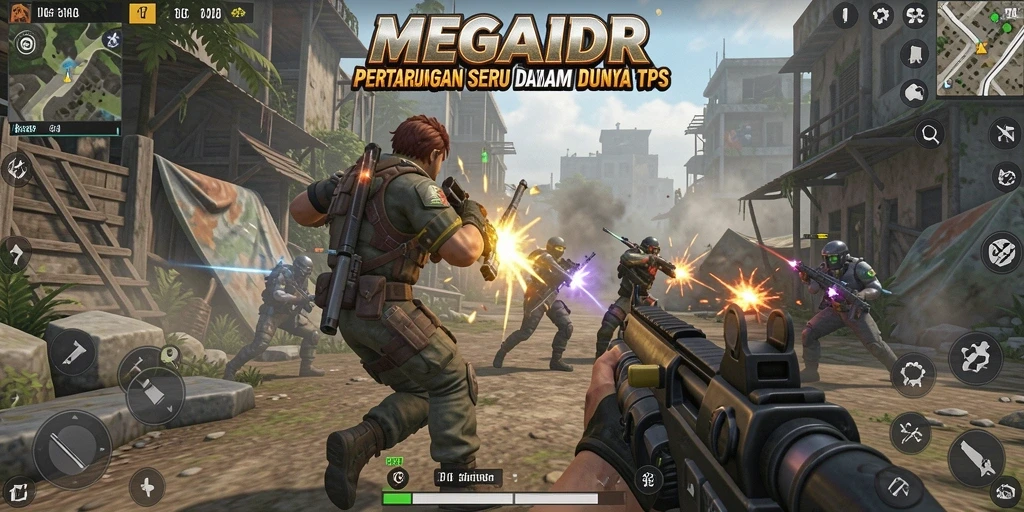 Gameplay seru dari MEGAIDR dengan aksi tembak-menembak yang intens.