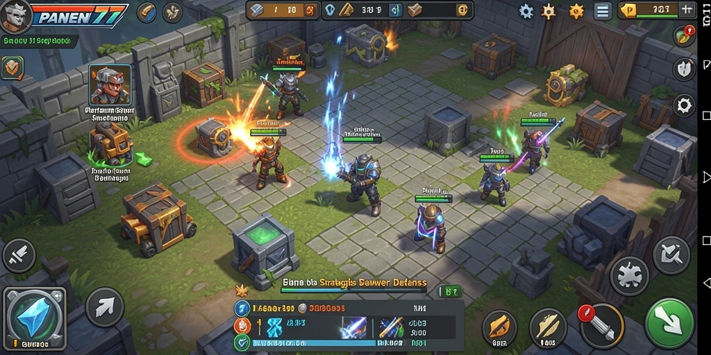Tampilan menakjubkan dari gameplay Tower Defense di PANEN77.