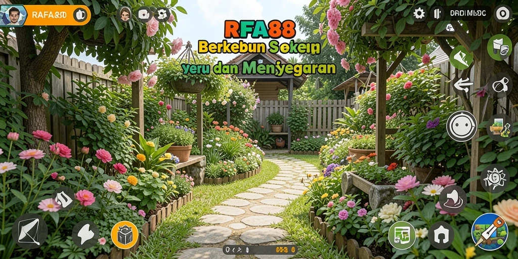 Screenshot utama RAFA88 menunjukkan gameplay berkebun yang menarik dan interaktif.
